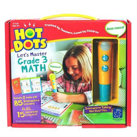 Educational Insights Hot Dots Let Master Grade 3 Math Set with Hot Dots Pen