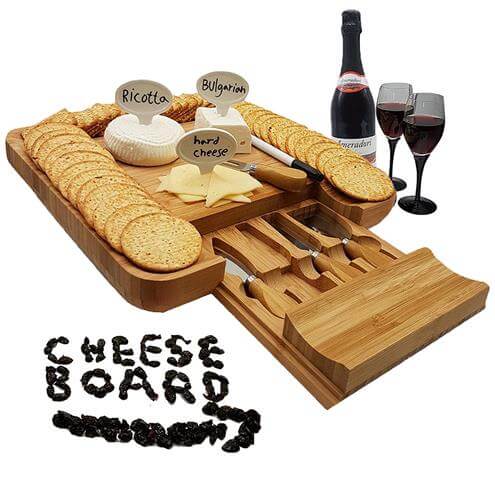 Bamboo Cheese Board and Knife Gift Set