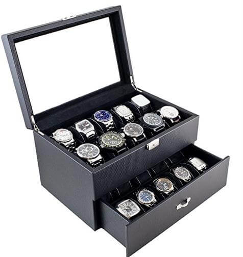 Caddy Bay Collection Carbon Fiber Watch Case Display Storage Box