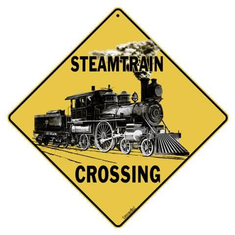 Steam Train Crossing Sign