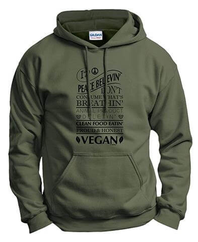 Vegan Poem Peace Believing Clean Eating Hoodie Sweatshirt