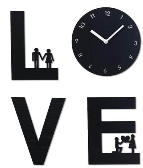 Love is Handcrafted Non Ticking Silent Wall Clock Black