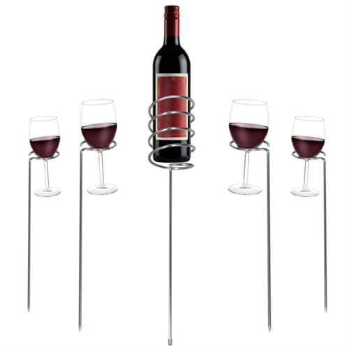 Outdoor Expression Stainless Steel Wine Glass and Bottle Holder