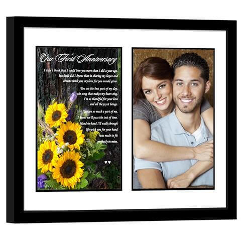 Sunflower Photo with Romantic 1st Anniversary Poem
