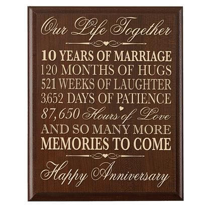 10th Wedding Anniversary Wall Plaque