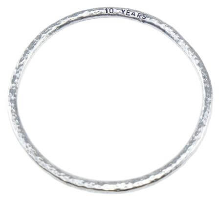 Pure Tin Beaten Bangle Inscribed With 10 Years